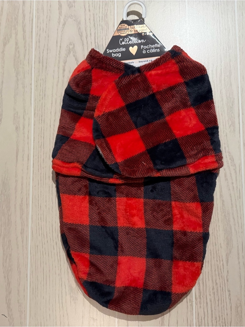 Plush Red & Black Buffalo Check Swaddle Bag for Babies